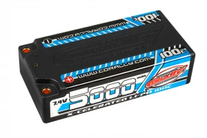 Corally X-Celerated 100C Lipo Battery - 5000 Mah - 7.4V Shorty 2S - 4mm Tubes