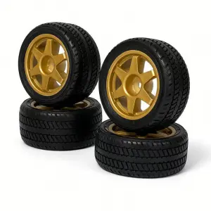 Carisma M48S 6 Spoke Gold Rally Wheels/Tyres Mounted (4)