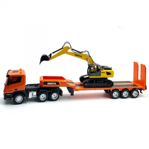 HuiNa 1:24 Platform Trailer And Excavator Set