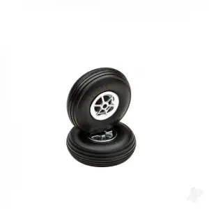 Dubro 2-1/4in Diameter Chrome Treaded Wheels (2 pcs)