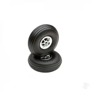 Dubro 2-1/2in Diameter Chrome Treaded Wheels (2 pcs)