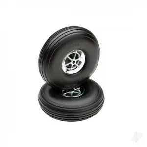 Dubro 3in Diameter Chrome Treaded Wheels (2 pcs)