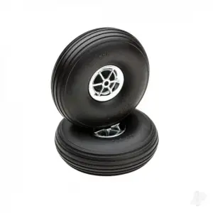 Dubro 3-1/4in Diameter Chrome Treaded Wheels (2 pcs)
