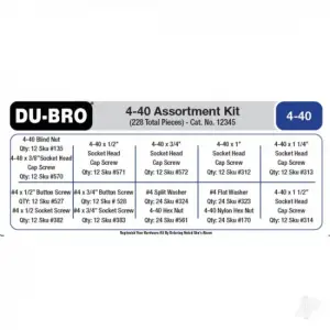 Dubro 4-40 Hardware Assortment Kit (228 pcs set)