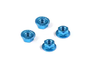 Hudy Aluminium Nut M4 With Serrated Flange - Blue (4)