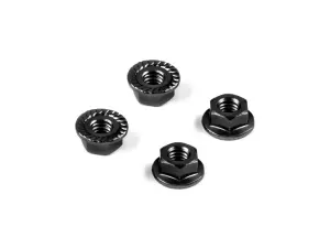 Hudy Aluminium Nut M4 With Serrated Flange - Black (4)