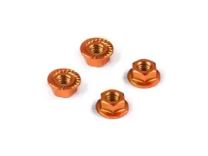 Hudy Aluminium Nut M4 With Serrated Flange - Orange (4)