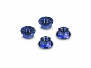Hudy Titanium Nut M4 With Serrated Flange - Blue (4)