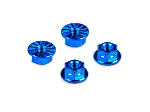 Hudy Titanium Nut M4 With Serrated Flange - Blue (4)