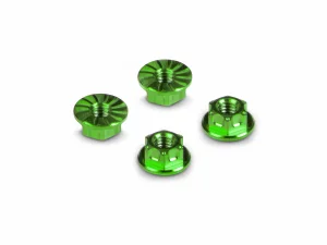 Hudy Titanium Nut M4 With Serrated Flange - Green (4)