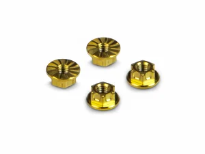 Hudy Titanium Nut M4 With Serrated Flange - Gold (4)
