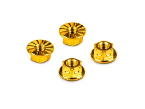 Hudy Titanium Nut M4 With Serrated Flange - Gold (4)