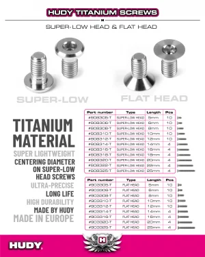 Hudy Titanium Super-Low Head Screw Centering Dia M3X10 (10)