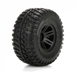 FR/R Tyre Prmnt Black Wheel (2):1:10 AMP MT/DB