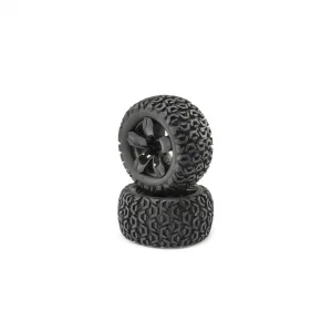 FR/R Tire - Prmnt - Black Wheel (2):1:10 2WD/4WD Ruckus