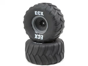 Rt/Lft Tire - Prmnt - Gray Whl (2): 1:10 2WD Axe MT
