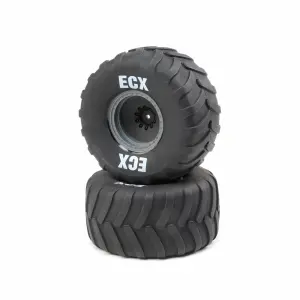 Rt/Lft Tire - Prmnt - Gray Whl (2): 1:10 2WD Axe MT