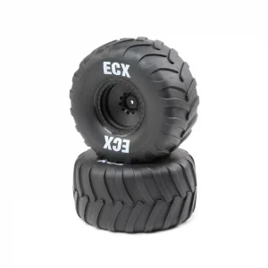 Rt/Lft Tire - Prmnt - Black Whl (2): 1:10 2WD Crush