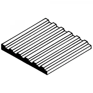 Evergreen 6x12in (15x30cm) Corrugated Metal Siding Sheet .040in (1.0mm) Sheet .030in Groove Spacing (1 sheet per pack)