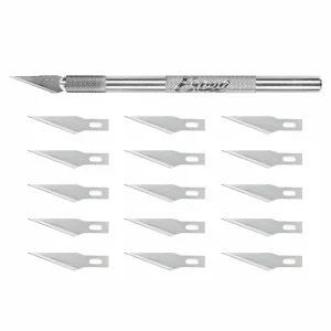 Excel K1 Knife, Light Duty Round Aluminium with Safety Cap, 15x #11 Blades (Carded)