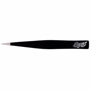 Excel Hollow Handle Fine Point Tweezers, Black (Carded)
