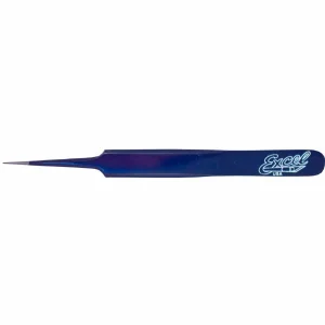Excel Straight Point Fine Point Tweezers, Blue (Carded)