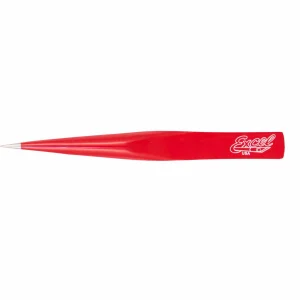 Excel Hollow Handle Fine Point Tweezers, Red (Carded)