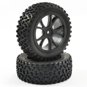 Fastrax Cuboid Buggy Tyres on Black Wheels - 1:10 Buggy Front