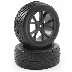 1:10 Pre Glued Buggy Tyres - 12mm Hex Black - Arrow Pattern - Front (2)