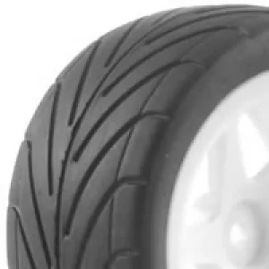 1:10 Pre Glued Buggy Tyres - 12mm Hex White - Arrow Pattern - Front (2)