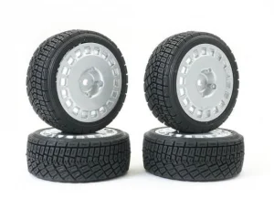 Fastrax 1:10 Rally Angle Tyres on OZ Style Wheels - Silver (4)