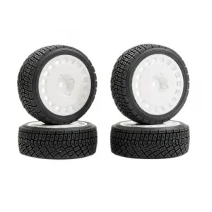 Fastrax 1:10 Rally Angle Tyres on OZ Style Wheels - White (4)