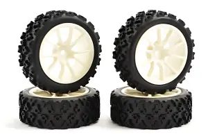 Fastrax 1:10 Rally Tyres on 10 Spoke White Wheels (4)