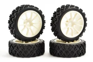 Fastrax 1:10 Rally Tyres on 10 Spoke White Wheels (4)