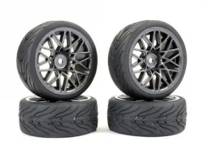 Fastrax 1:10 Street Treaded Tyres on Star Gun Metal Wheels (4)