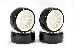 Fastrax 1:10 Drift Tyres on White 10 Spoke Wheels (4)