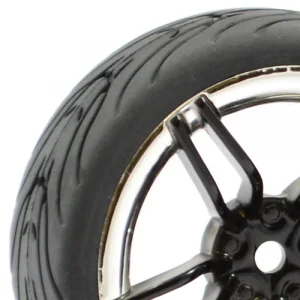 Fastrax 1:10 Street Tread Tyres on 10 Spoke Black/Chrome Wheels (4)
