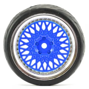 Fastrax 1:10 Street Tread Tyres on Classic Blue/Chrome Wheels (4)