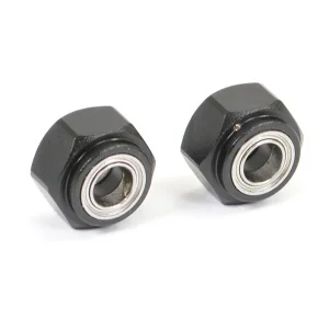 Aluminium Front Wheel 5mm Shaft OD to 12mm Hex Adaptors - Black (1 Pair)