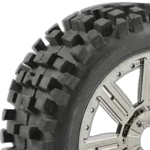 Fastrax 1:8 Rock Block Mounted on 8 Spoke Black Chrome Wheels (2)