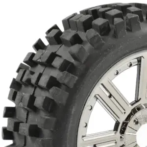 Fastrax 1:8 Rock Block Mounted on 8 Spoke Black Chrome Wheels (2)