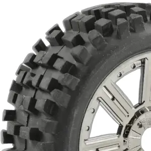 Fastrax 1:8 Rock Block Mounted on 8 Spoke Black Chrome Wheels (2)