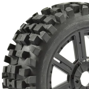 Fastrax 1:8 Rock Block Mounted on 8 Spoke Black Wheels (2)