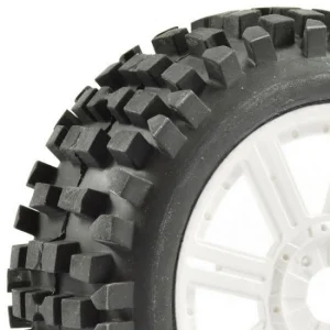 Fastrax 1:8 Rock Block Mounted on 8 Spoke White Wheels (2)