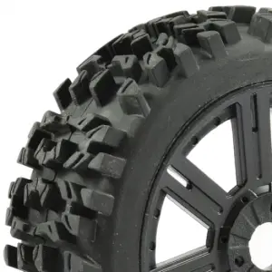 Fastrax 1:8 Maze Tyres Mounted on 8 Spoke Black Wheels (2)