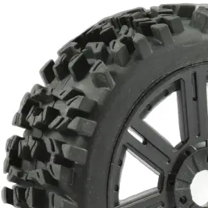 Fastrax 1:8 Maze Tyres Mounted on 8 Spoke Black Wheels (2)