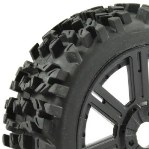 Fastrax 1:8 Maze Tyres Mounted on 8 Spoke Black Wheels (2)