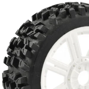 Fastrax 1:8 Maze Tyres Mounted on 8 Spoke White Wheels (2)