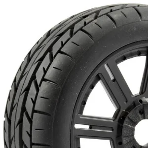 Fastrax 1:8 Eagle Road Tread Tyres Mounted on Black Wheels (2)