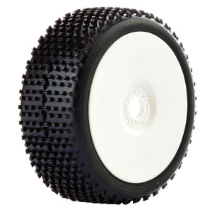 Fastrax 1:8 Cuboid Tyres Mounted on Dished White Wheels (2)